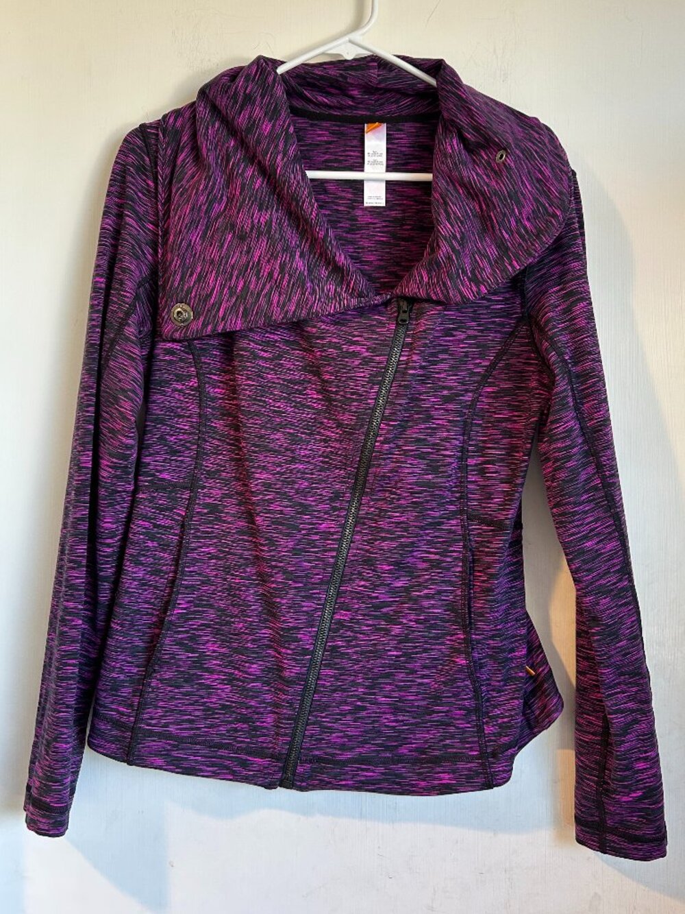 Lucy - Asymmetrical Dark Pink Athletic Zip Up Jacket